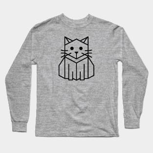 Geometric Cat Line Art Long Sleeve T-Shirt